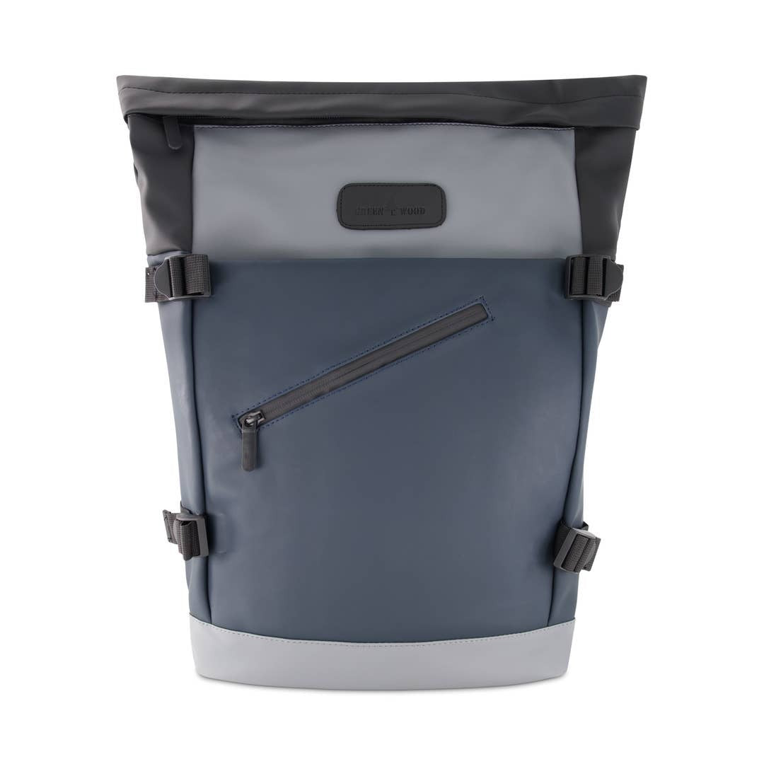 UrbanFlex Roll Top Laptop Backpack – Waterproof PU Leather Work, Travel & School Bag (Fits 15.6” Laptop)