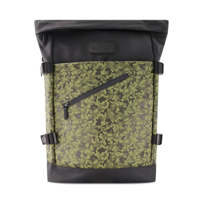 UrbanFlex Roll Top Laptop Backpack – Waterproof PU Leather Work, Travel & School Bag (Fits 15.6” Laptop)