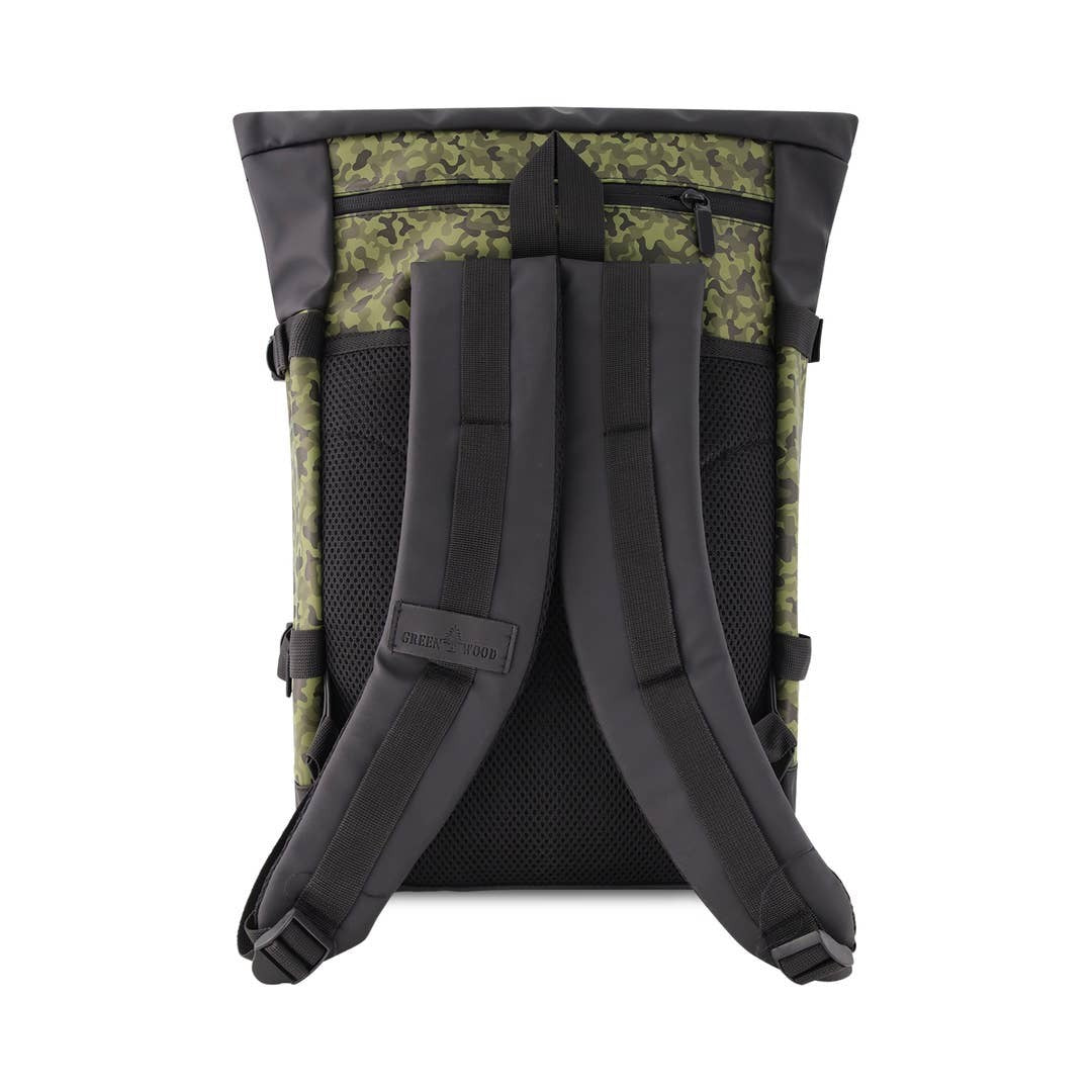 UrbanFlex Roll Top Laptop Backpack – Waterproof PU Leather Work, Travel & School Bag (Fits 15.6” Laptop)