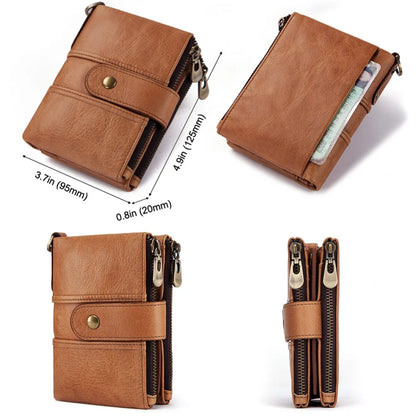 DAVIS Men's RFID Crazy Horse Leather Wallet: Timeless Style, Modern Functionality