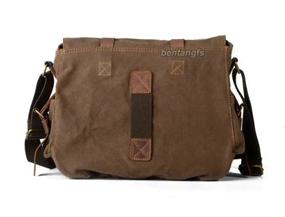 Genuine leather Men Messenger Canvas Crossbody Shoulder Bag