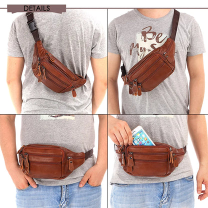 Modern Man's Essential: The Cowhide Leather Fanny Pack