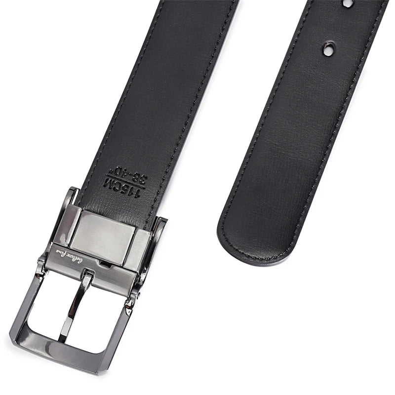 Get Two Belts in One: Genuine Leather Reversible Belt with Rotated Buckle - Two In One