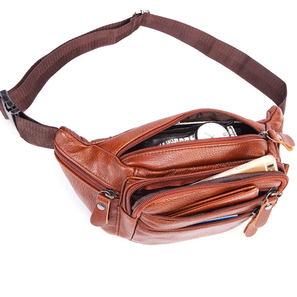 Modern Man's Essential: The Cowhide Leather Fanny Pack