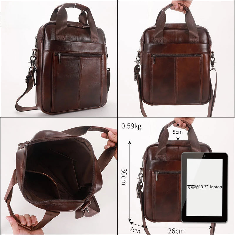 The Sophisticated Essential: The Men's Genuine Leather Satchel Bag