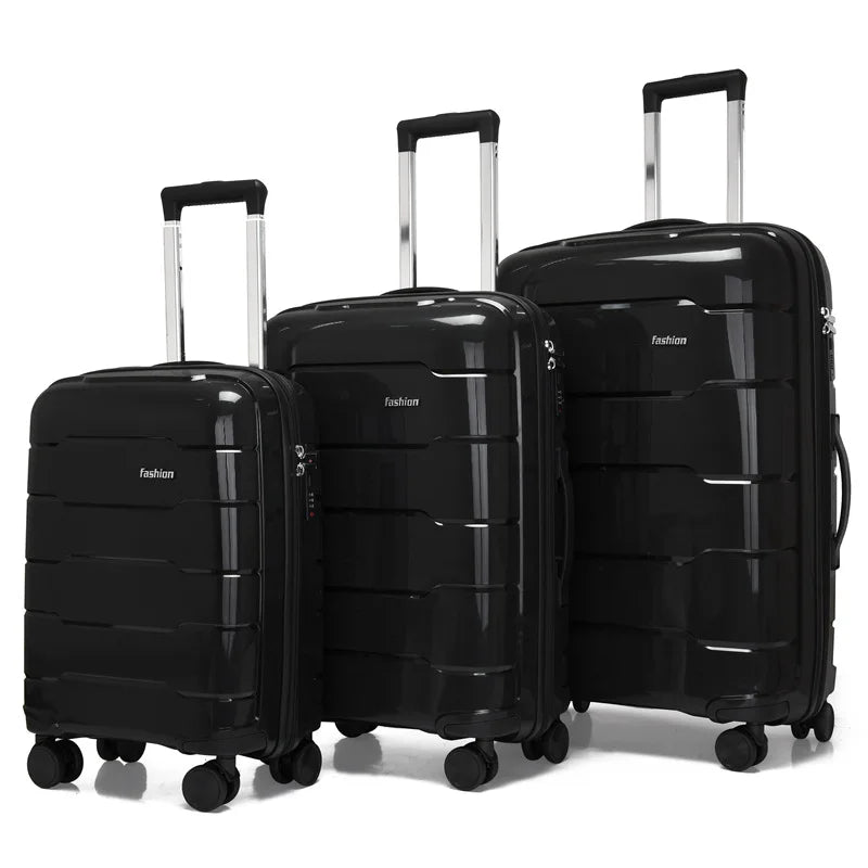 Effortless Travel in Style: 3-Piece ABS Hard Shell Luggage Set with Spinner Wheels (20/24/28 Inch)