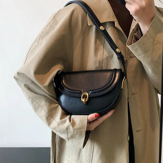 The Trendy Throwback: The PU Leather Saddle Crossbody Bag